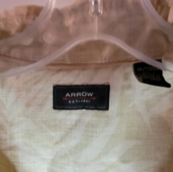 Arrow Men's Hawaiian Short Skeeve Shirt very light green or maybe tan XXL - Picture 4 of 6